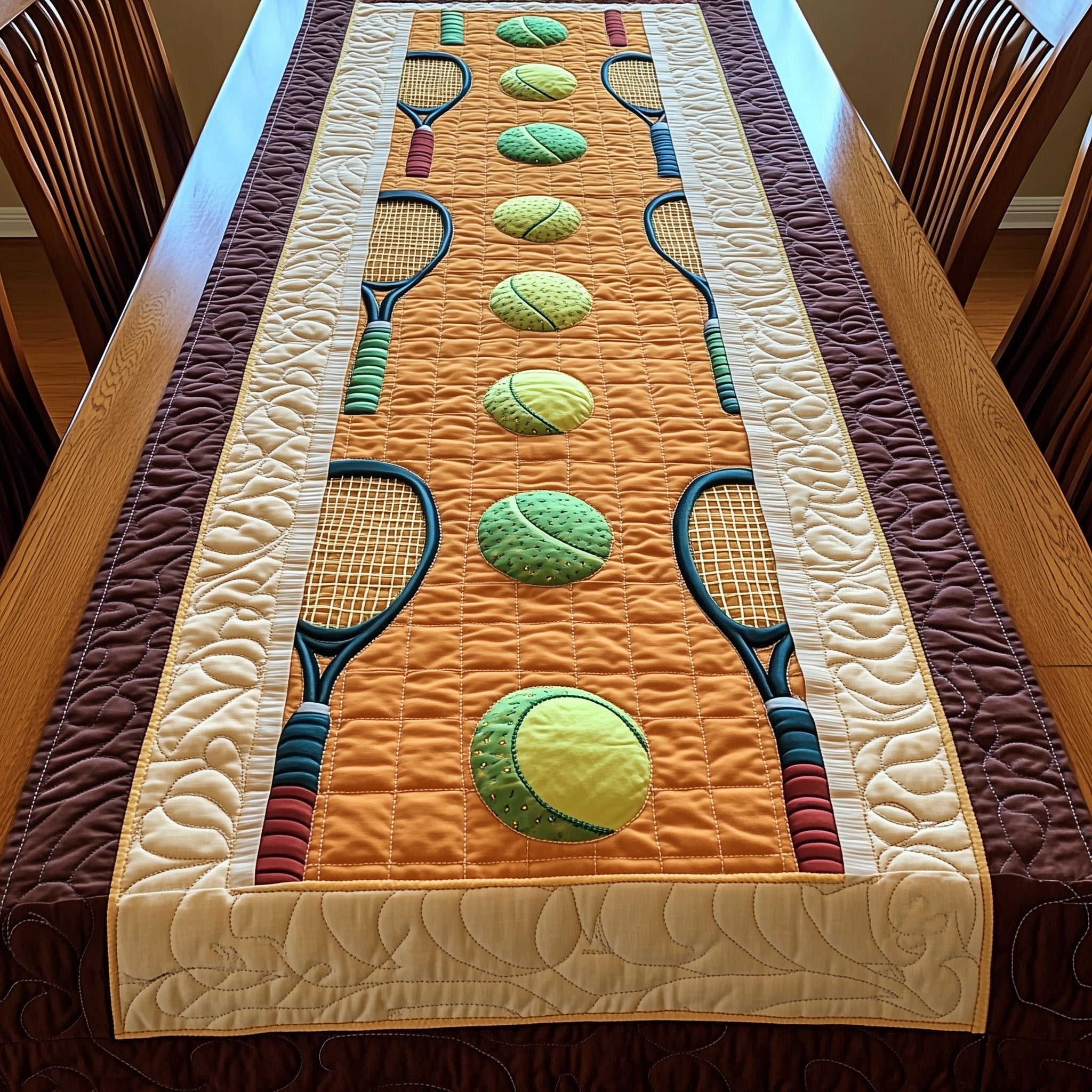Tennis Time Quilted Table Runner Christmas Theme Table Runner