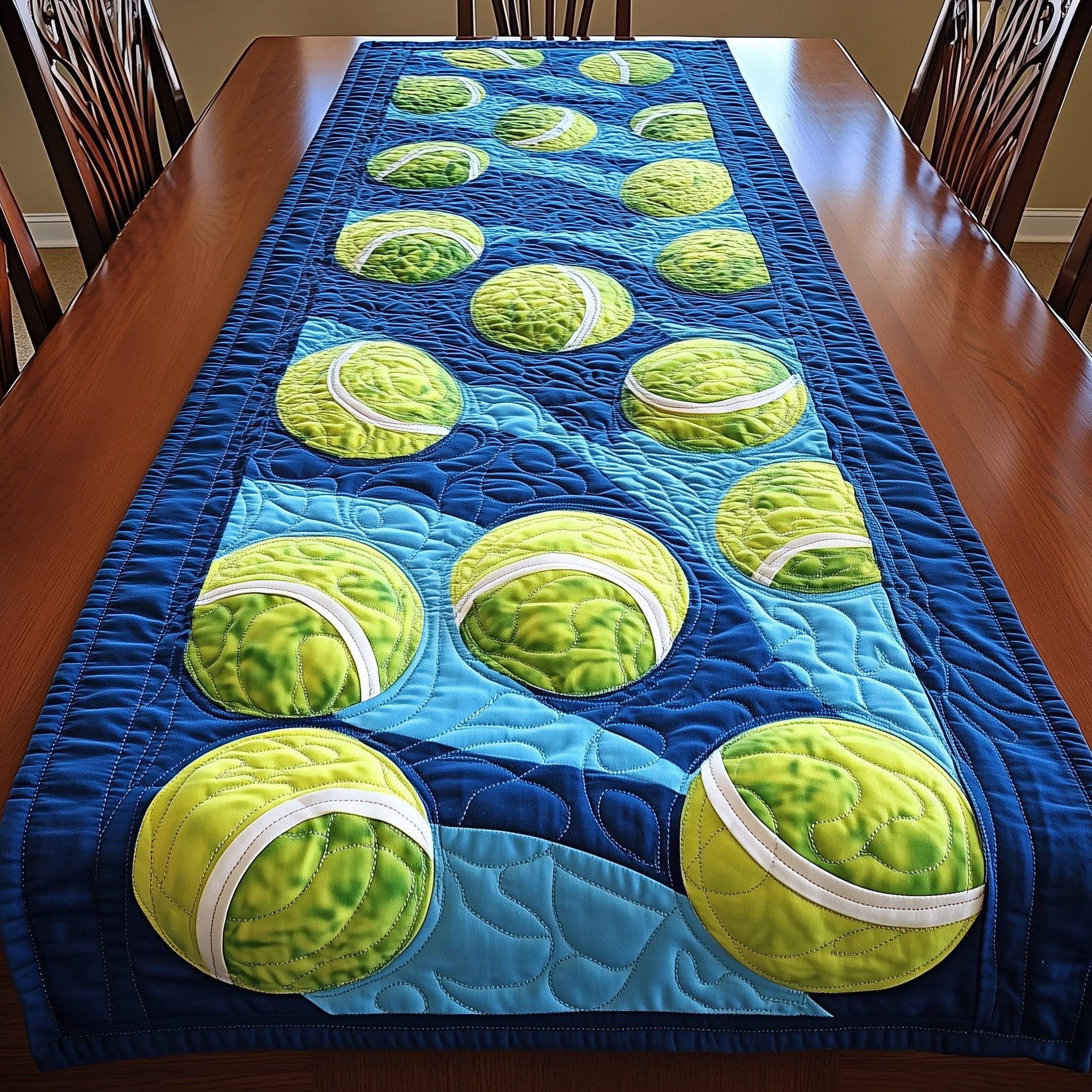 Tennis Time Quilted Table Runner Festive Table Runner for Dining Table