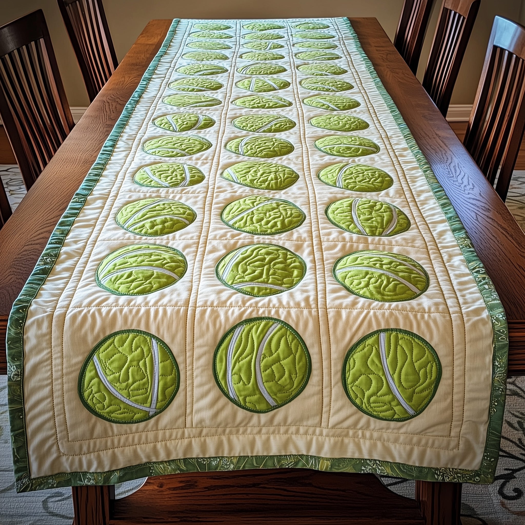 Tennis Time Quilted Table Runner Holiday Table Runner Decoration
