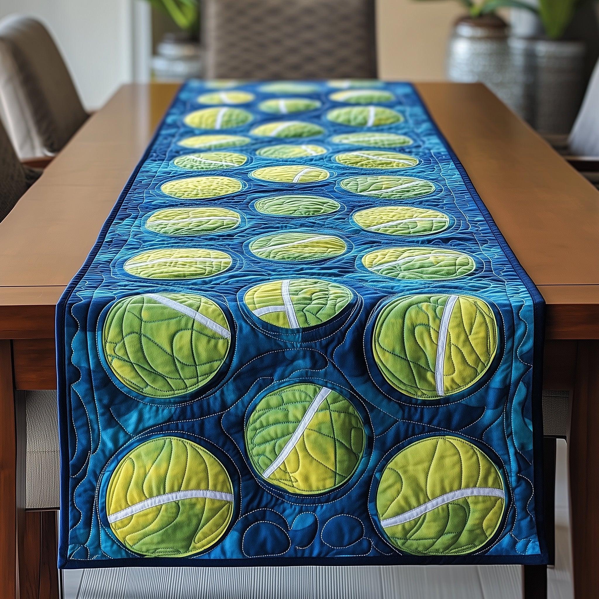 Tennis Time Quilted Table Runner Seasonal Table Runner for Holidays