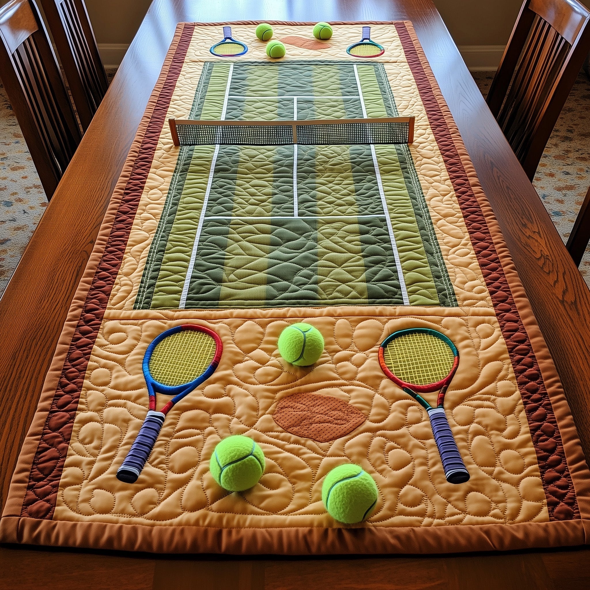 Tennis Time Quilted Table Runner Table Runner for Christmas Decor