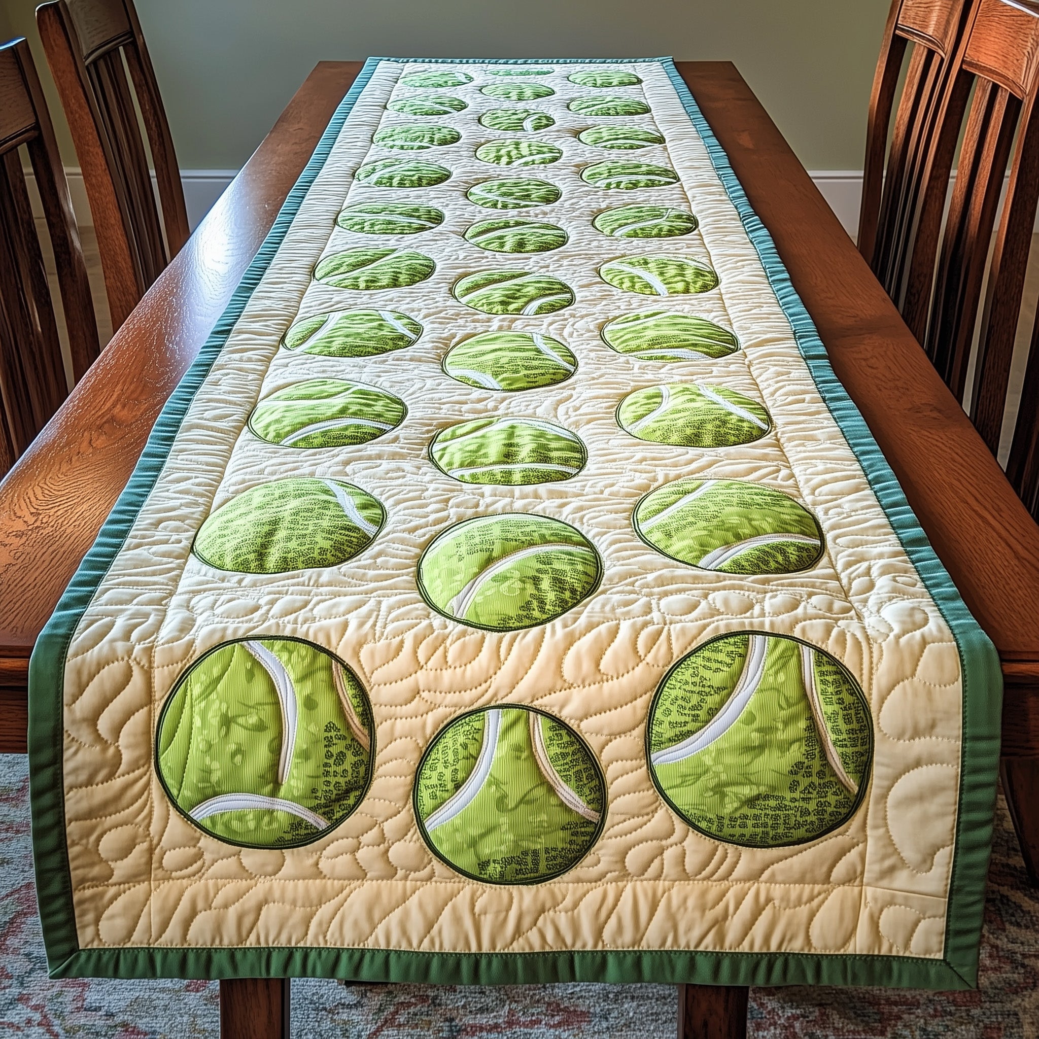 Tennis Time Quilted Table Runner Table Runner for Holiday Gatherings