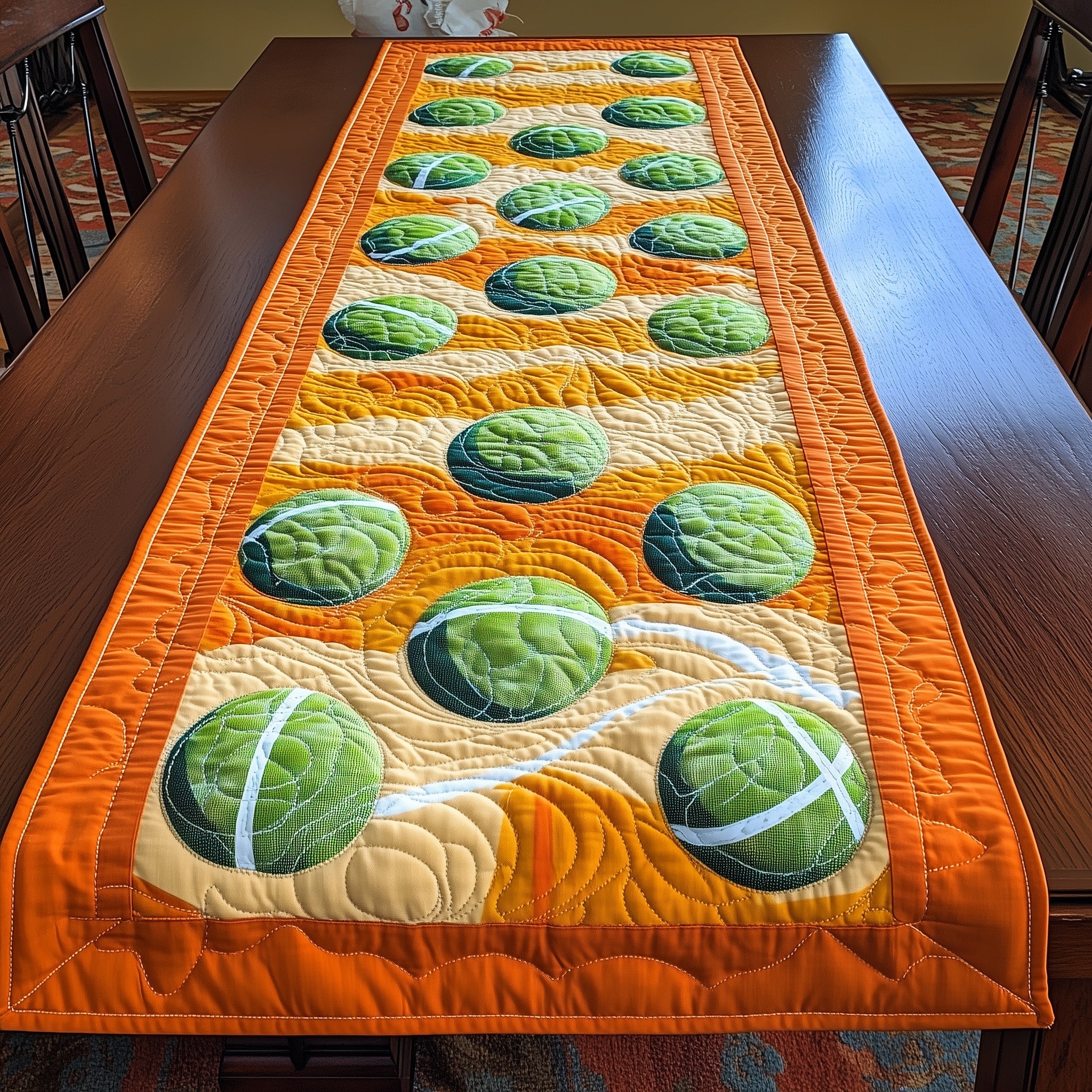 Tennis Time Quilted Table Runner Table Runner Gift for Holiday Season