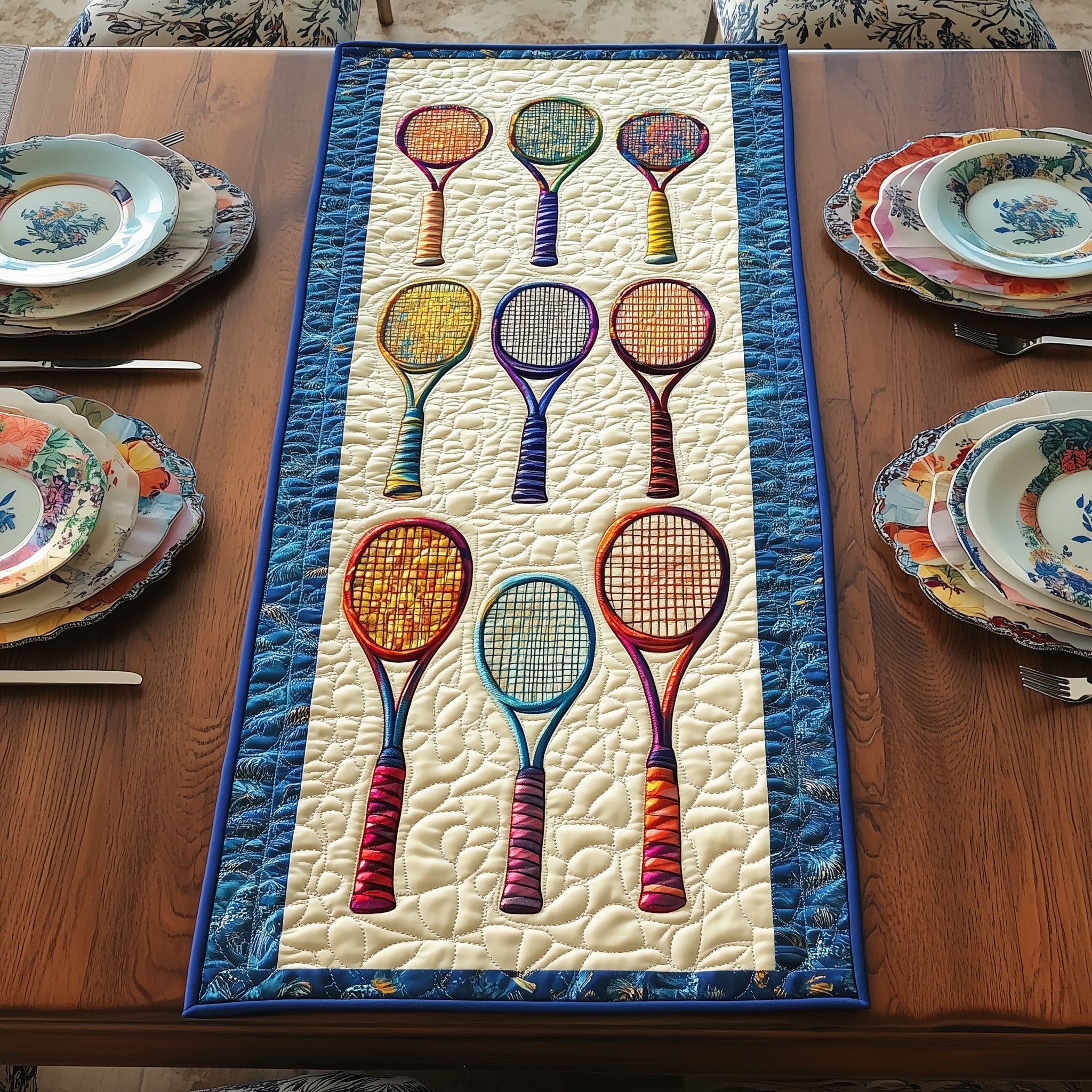 Tennis Time Quilted Table Runner Winter Holiday Table Runner Decor