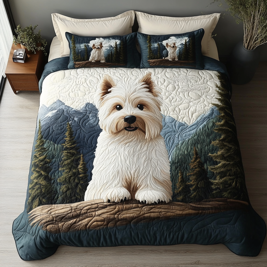 Terrier Charm Quilted Bedding Set Meaningful Home Gift for Special Occasions