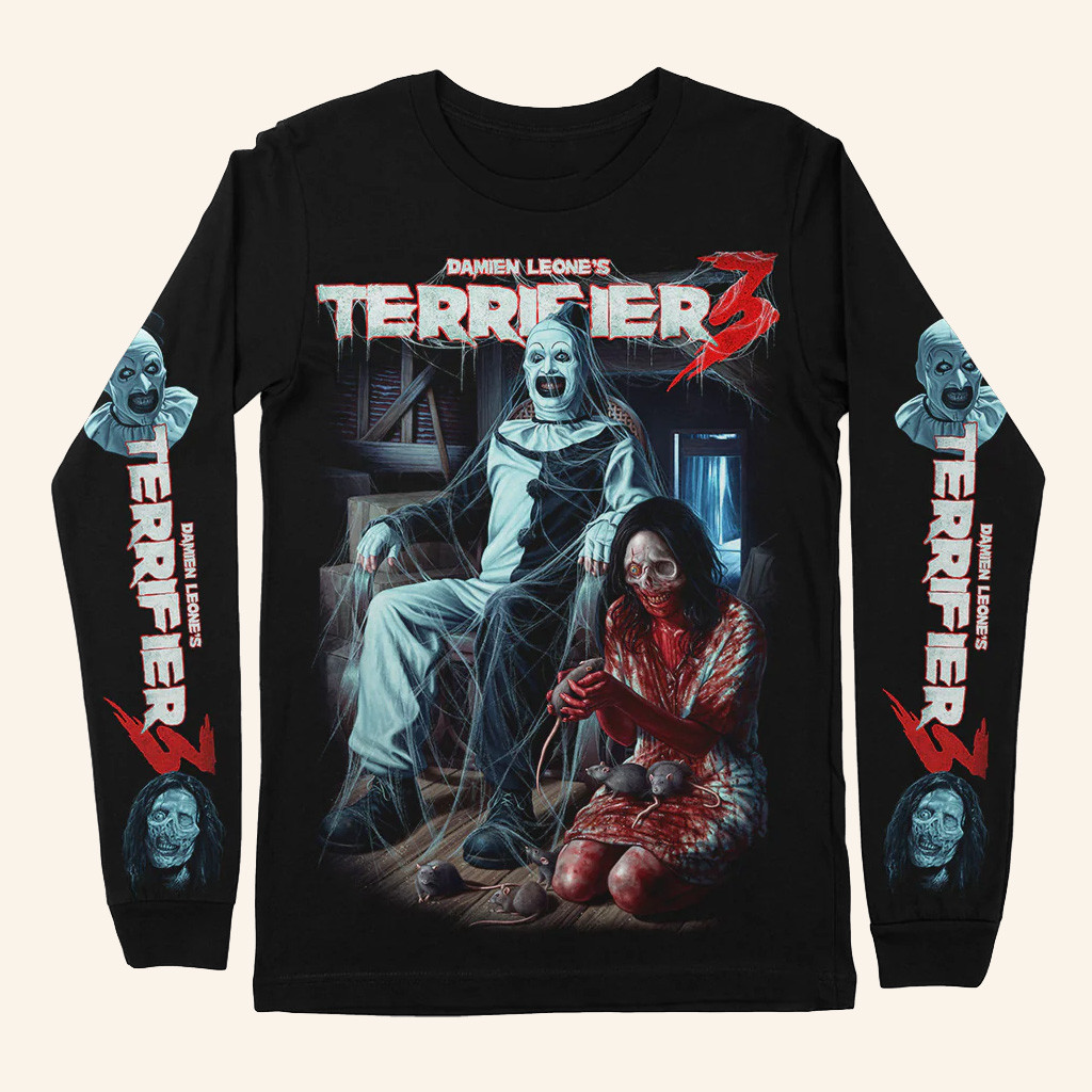 Terrifier Merch Terrifier 3 Terrors In The Attic Long Sleeve T-Shirt Gifts For Fans Terrifier Merch Terrifier 3 Terrors In The Attic Long Sleeve T-Shirt Gifts For Fans
