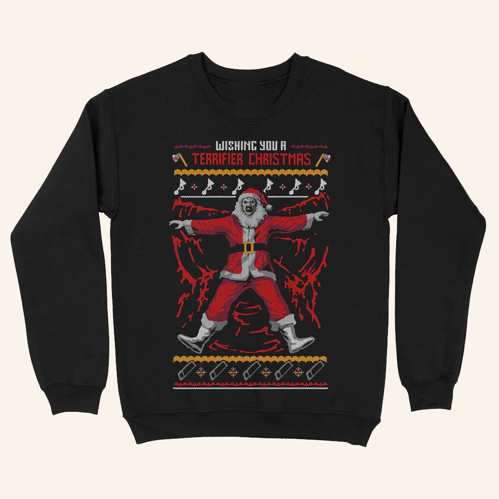 Terrifier Merch Wishing You A Terrifier 3 Christmas Crewneck Sweatshirt Christmas Gifts For Fans Terrifier Merch Wishing You A Terrifier 3 Christmas Crewneck Sweatshirt Christmas Gifts For Fans