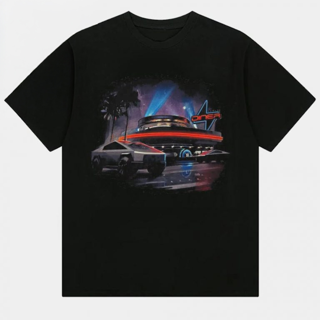 Tesla Hollywood Retro Diner Black T-Shirt Tesla Diner Shirt Gifst Ideas For Dad Tesla Hollywood Retro Diner Black T-Shirt Tesla Diner Shirt Gifst Ideas For Dad