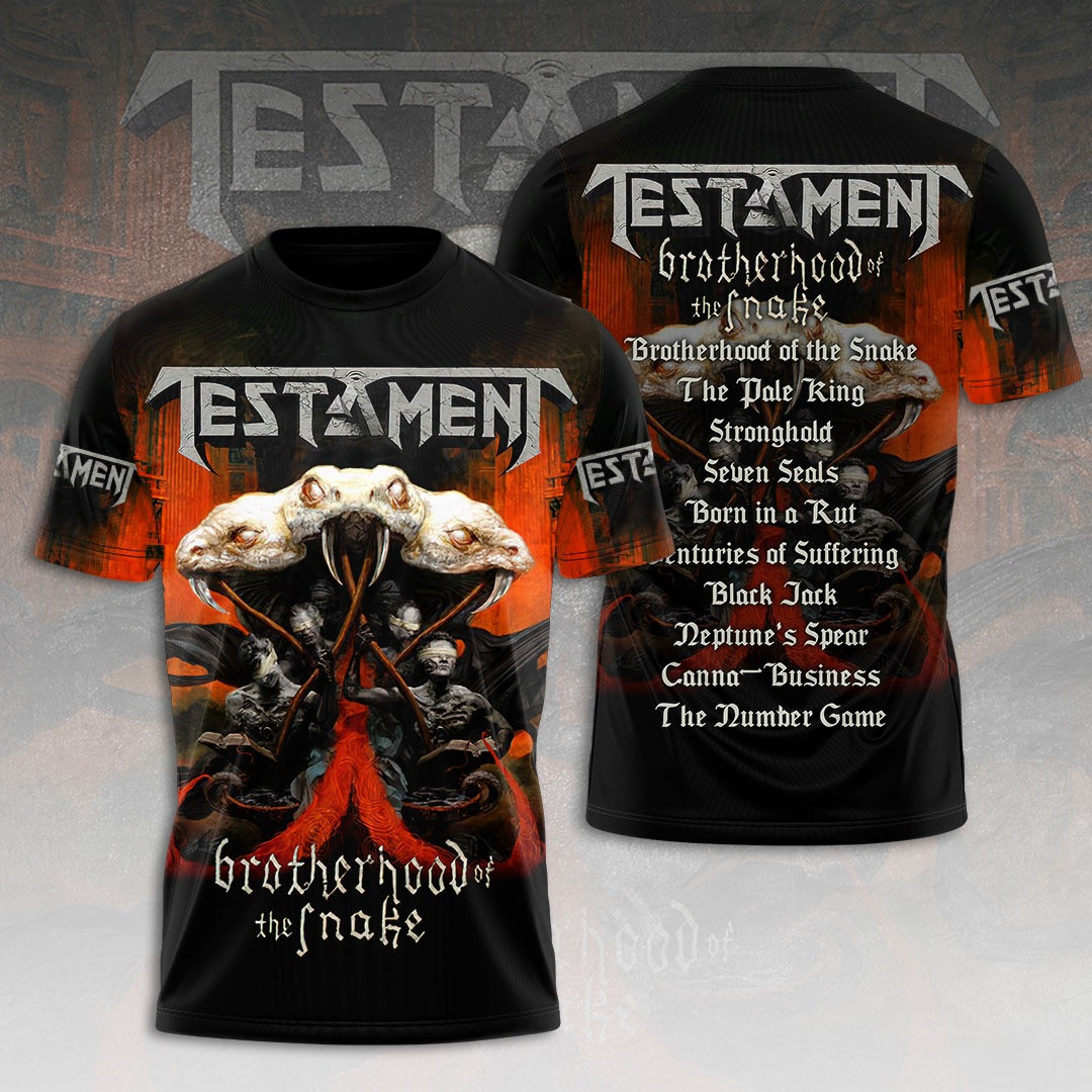 Testament Band 3D Brotherhood Of The Snake T-Shirt Gifts For Music Fans