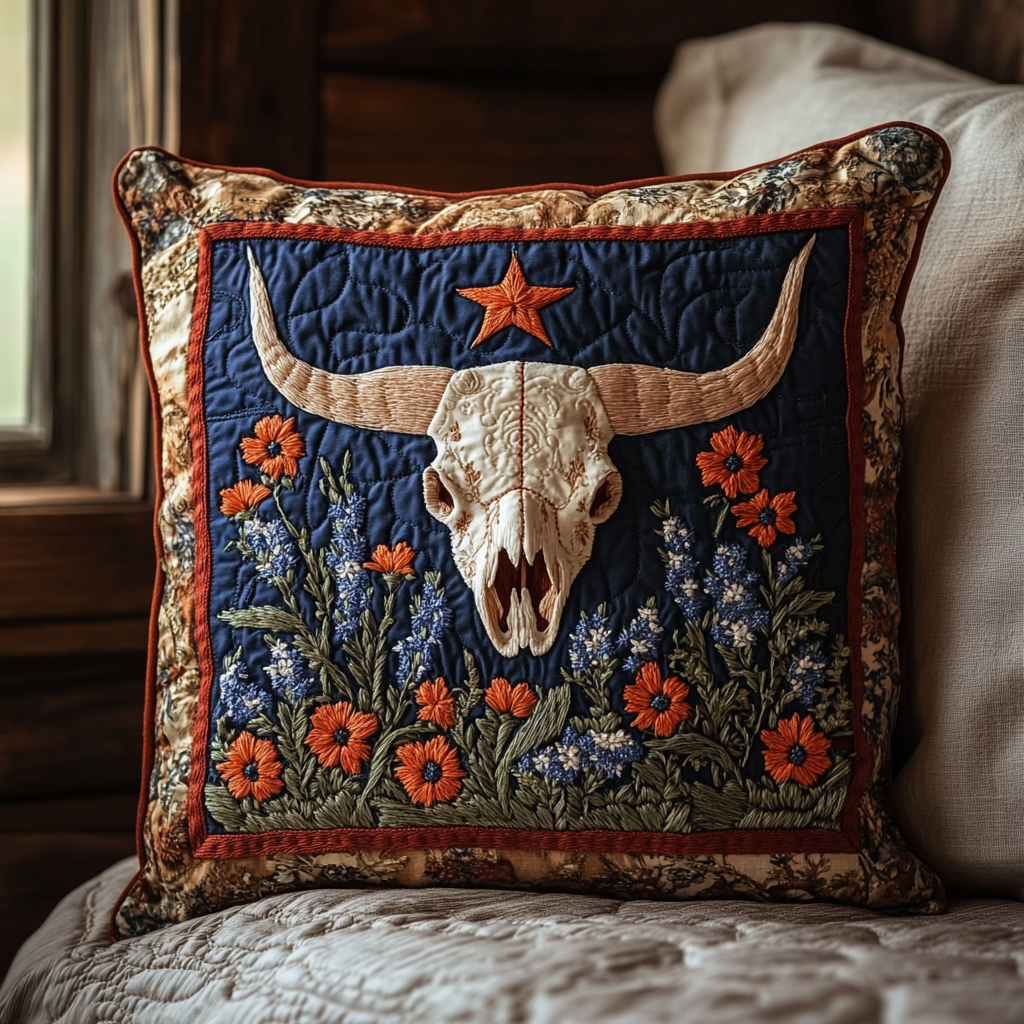 Texan Dreams Quilted Pillow Case Throw Pillow Covers Texas Gifts For Her