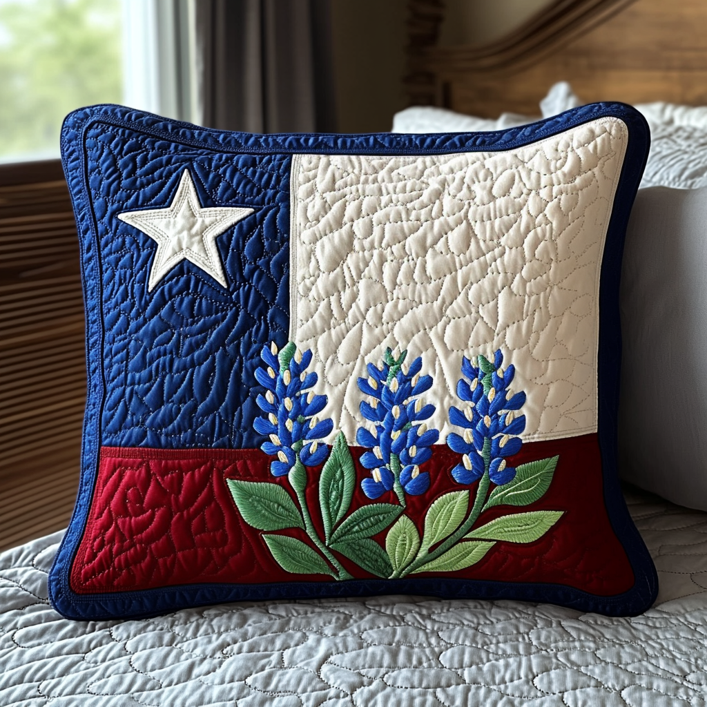 Texan Glory Quilted Pillow Case Home Decor Pillow Covers Gift Delivery Texas