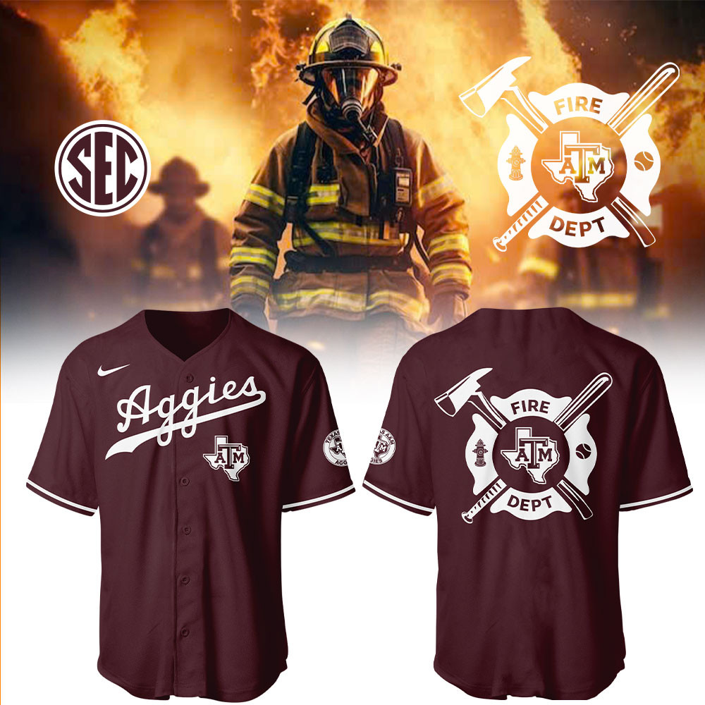 Texas A&M Baseball x Firefighter Appreciation Night Jersey Baseball Coach Gift Ideas