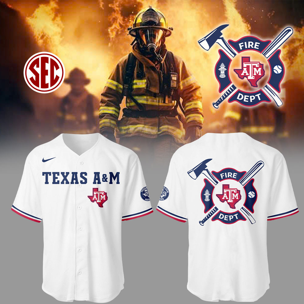 Texas A&M Baseball x Firefighter Appreciation Night Jersey Baseball Father's Day Gifts