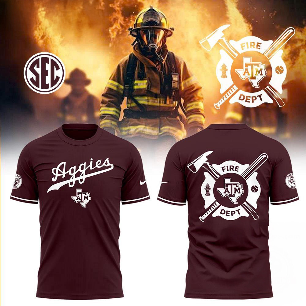 Texas AM Aggies Baseball x Firefighter Appreciation Night 3D Shirt Gifts For Baseball Fans