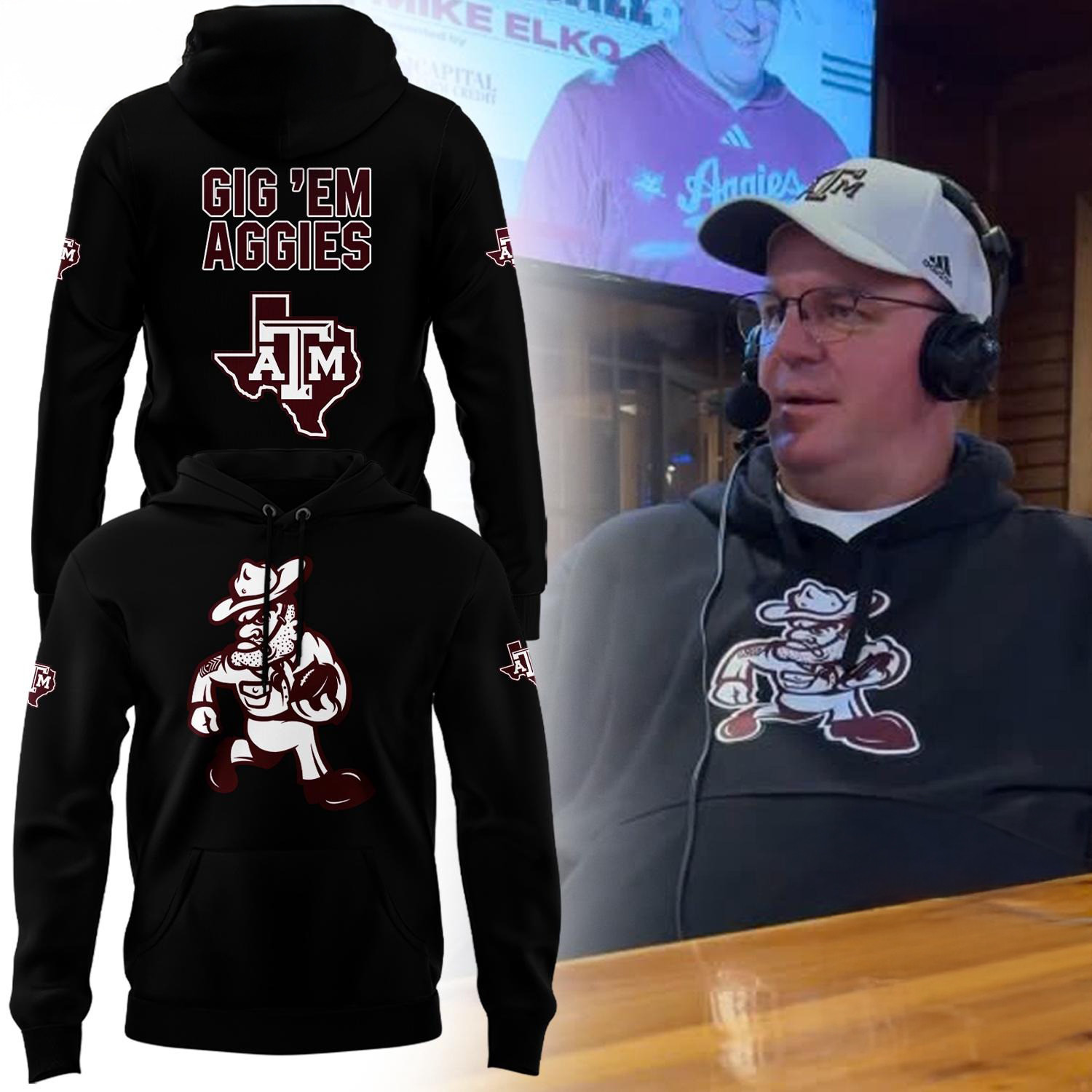 Texas AM Aggies Coach Mike Elko Limited Black Hoodie Football Themed Gifts
