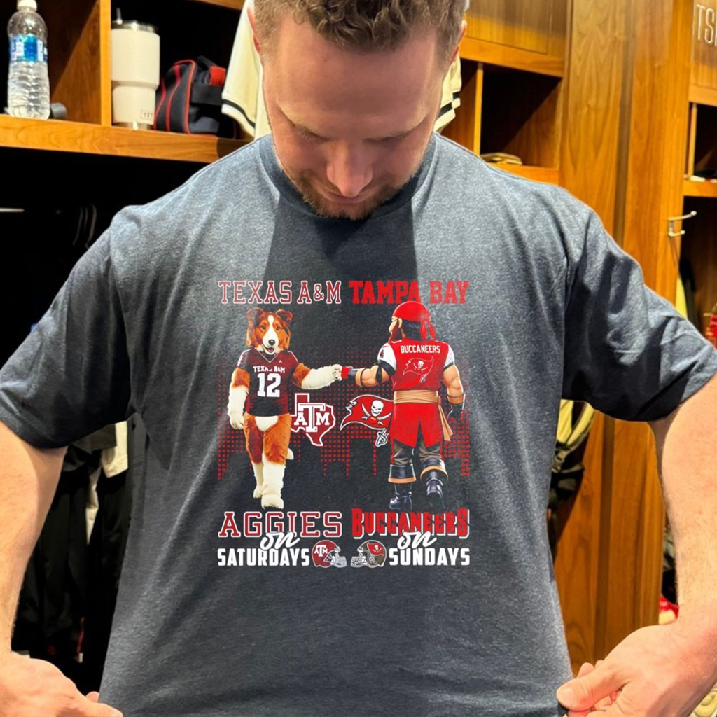 Texas Am Aggies On Saturdays Vs Tampa Bay Buccaneers On Sundays Mascot Skyline T Shirt Texas Am Aggies On Saturdays Vs Tampa Bay Buccaneers On Sundays Mascot Skyline T Shirt