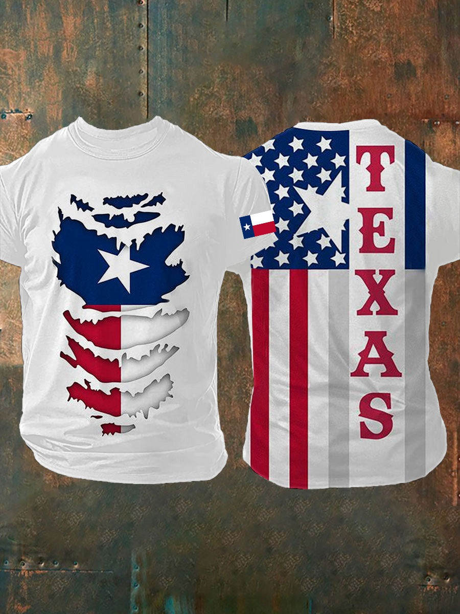 Texas American Flag T-Shirt Men's Patriotic Apparel Gifts For Father