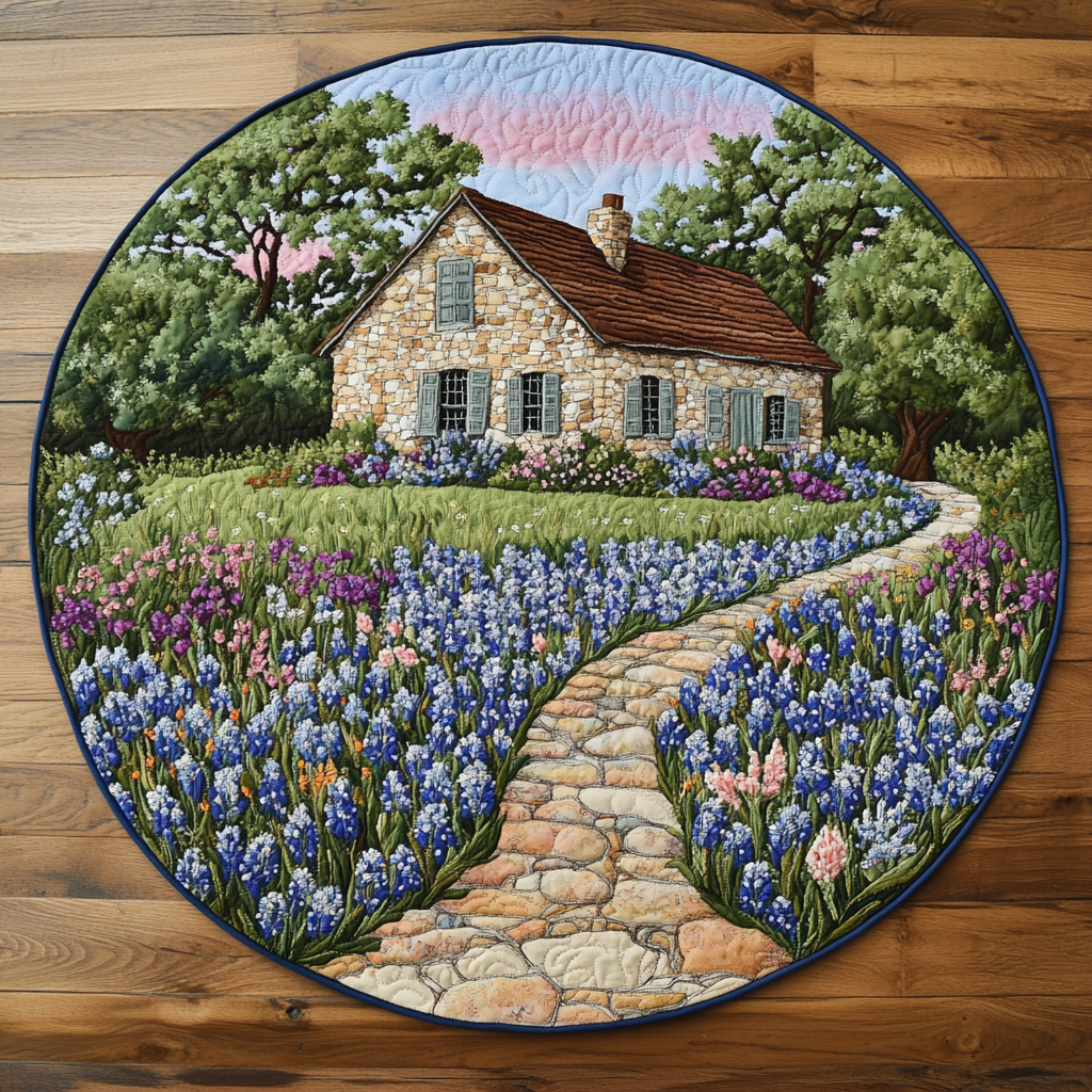 Texas Beauty Quilted Round Mat Entry Way Ideas Gifts For Flower Enthusiasts