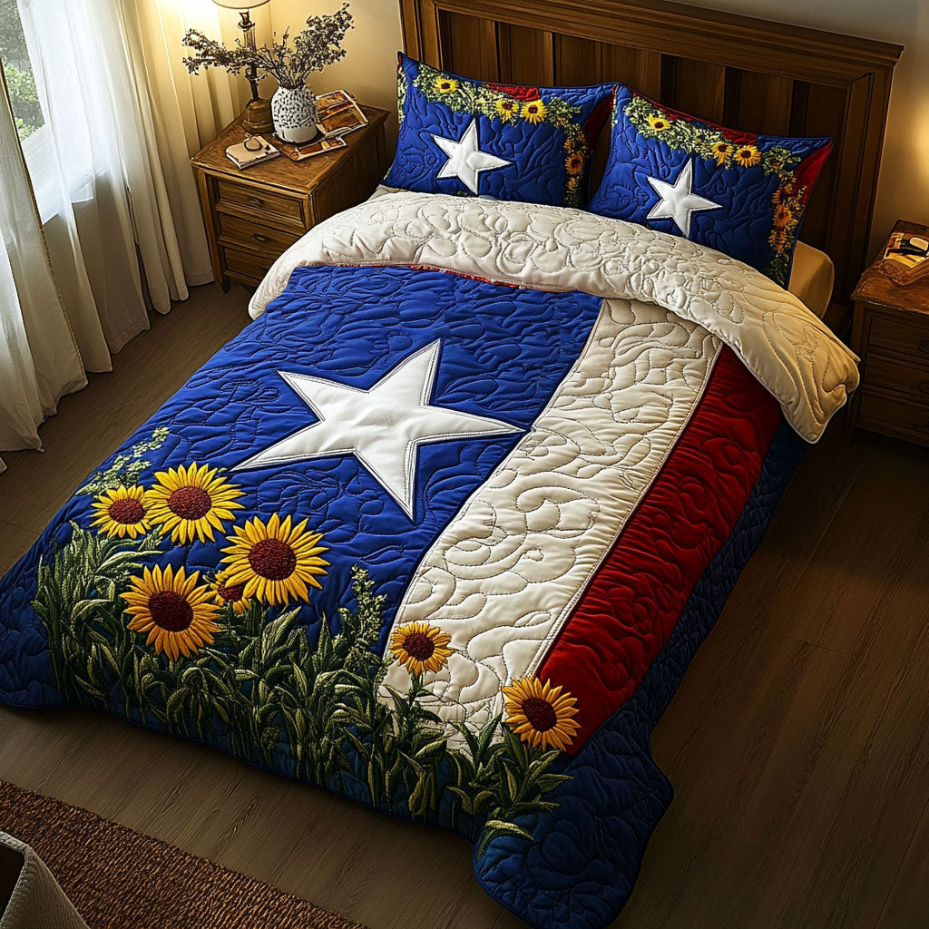 Texas Bloom Quilted Bedding Set Bedroom Decorations Sunflower Birthday Gifts