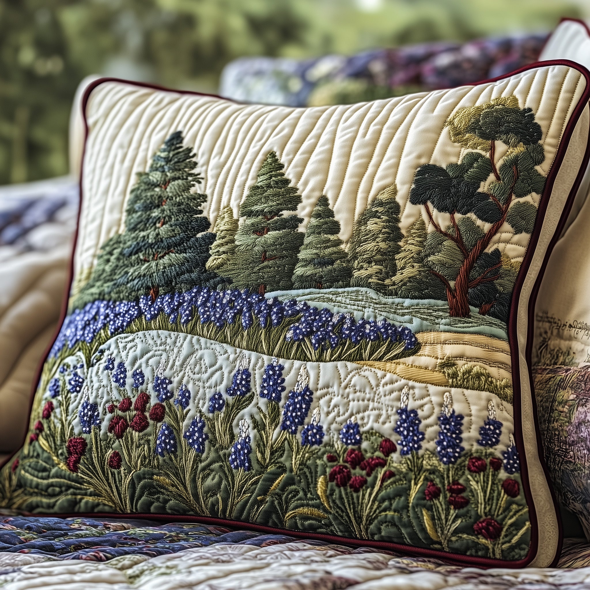 Texas Bloom Quilted Pillow Case Square Pillow Cushion CoverBrother In Law Gifts For Christmas