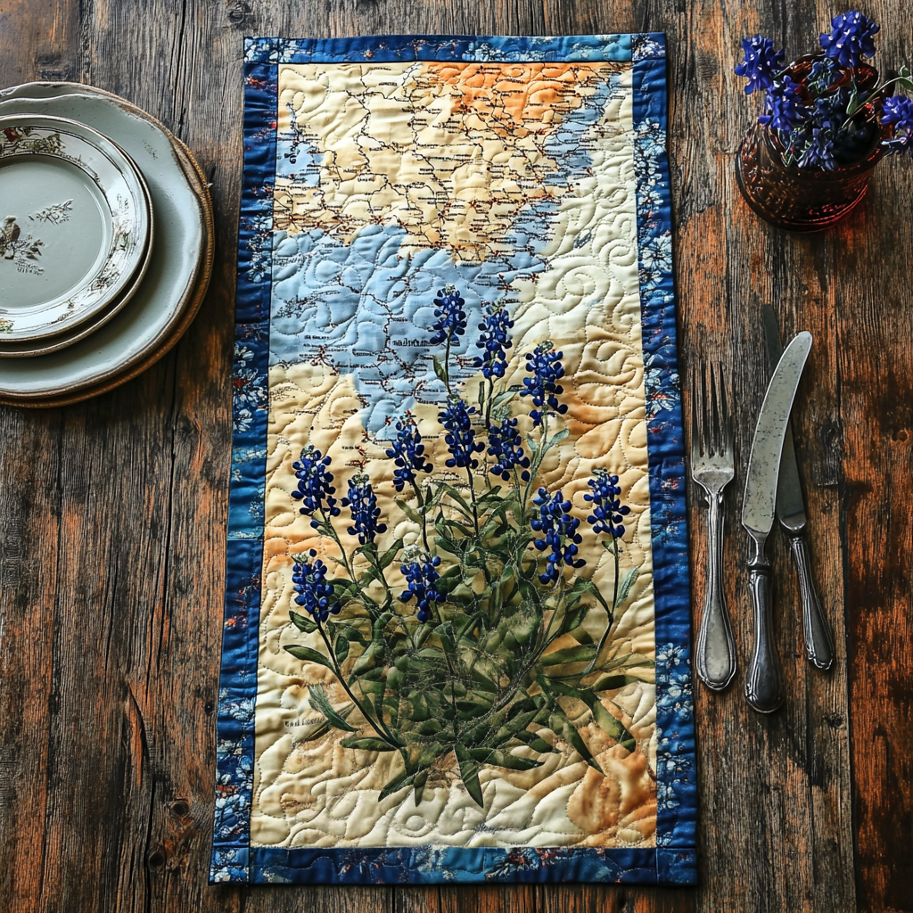 Texas Bluebonnet Bliss Quilted Table Runner Dining Table Decor Ideas Texas Gift Ideas