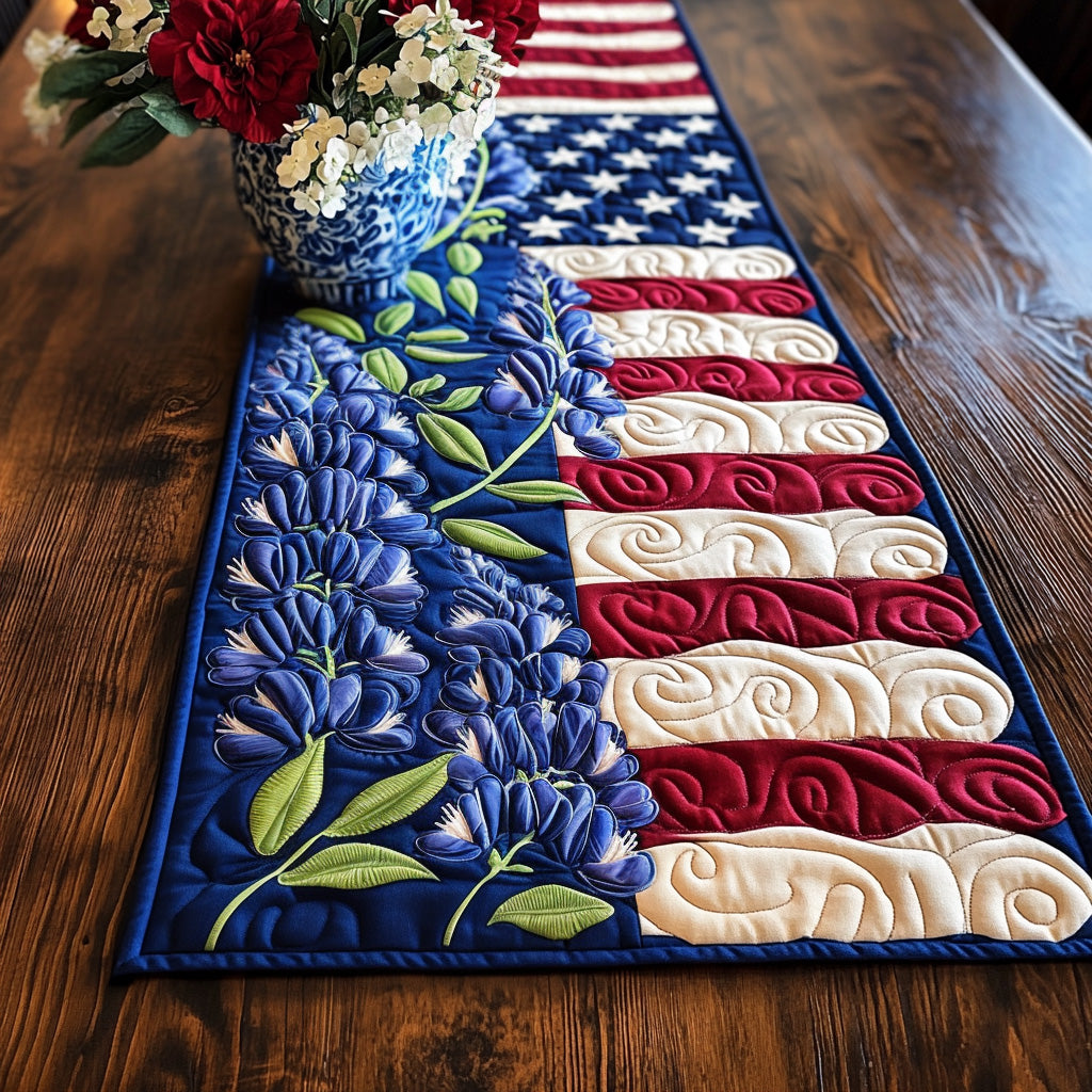 Texas Bluebonnet Quilted Table Runner Dining Room Table Decor Ideas Gifts For Flower Enthusiasts