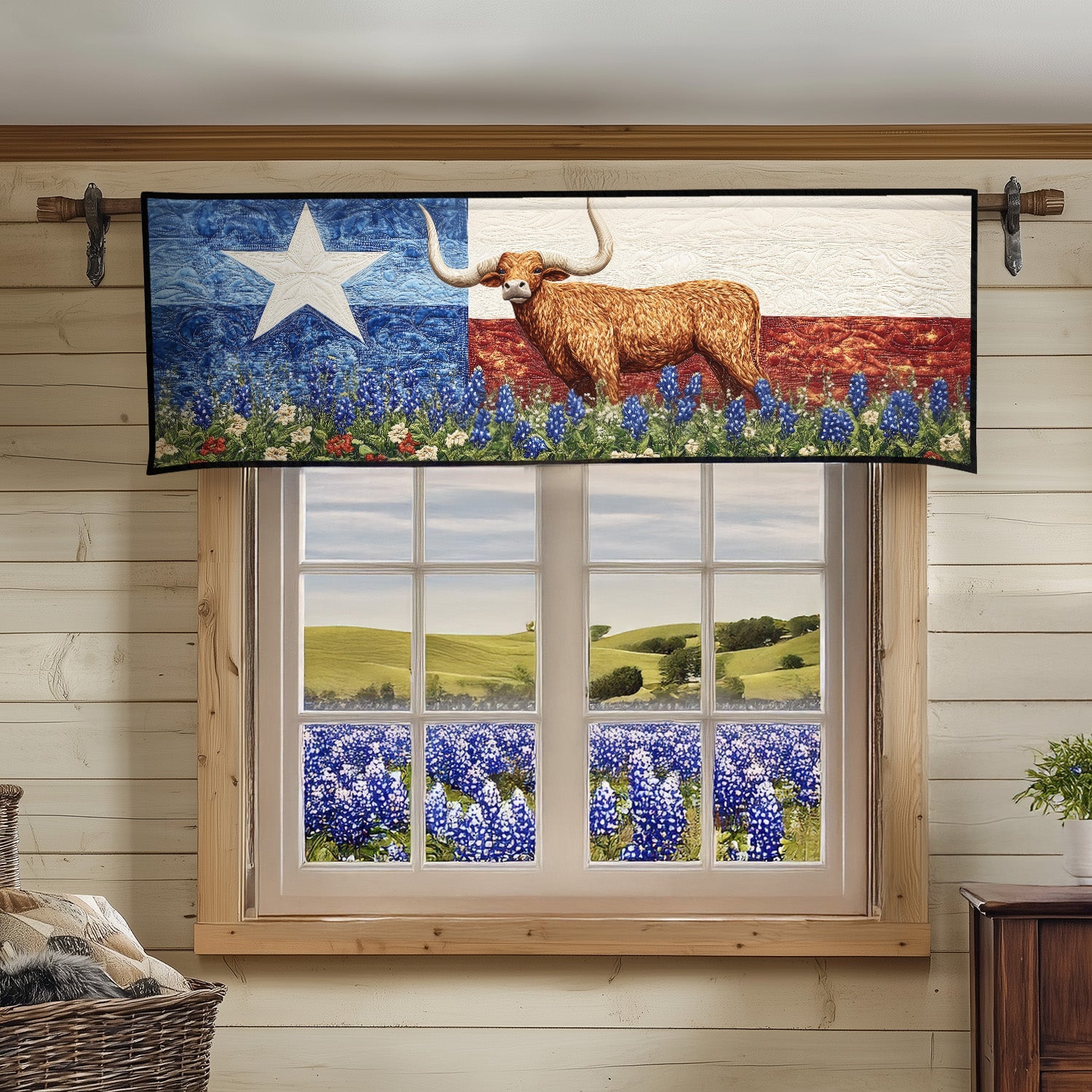 Texas Breeze Quilted Valance Kitchen Window Valance Birthday Present For Daughter