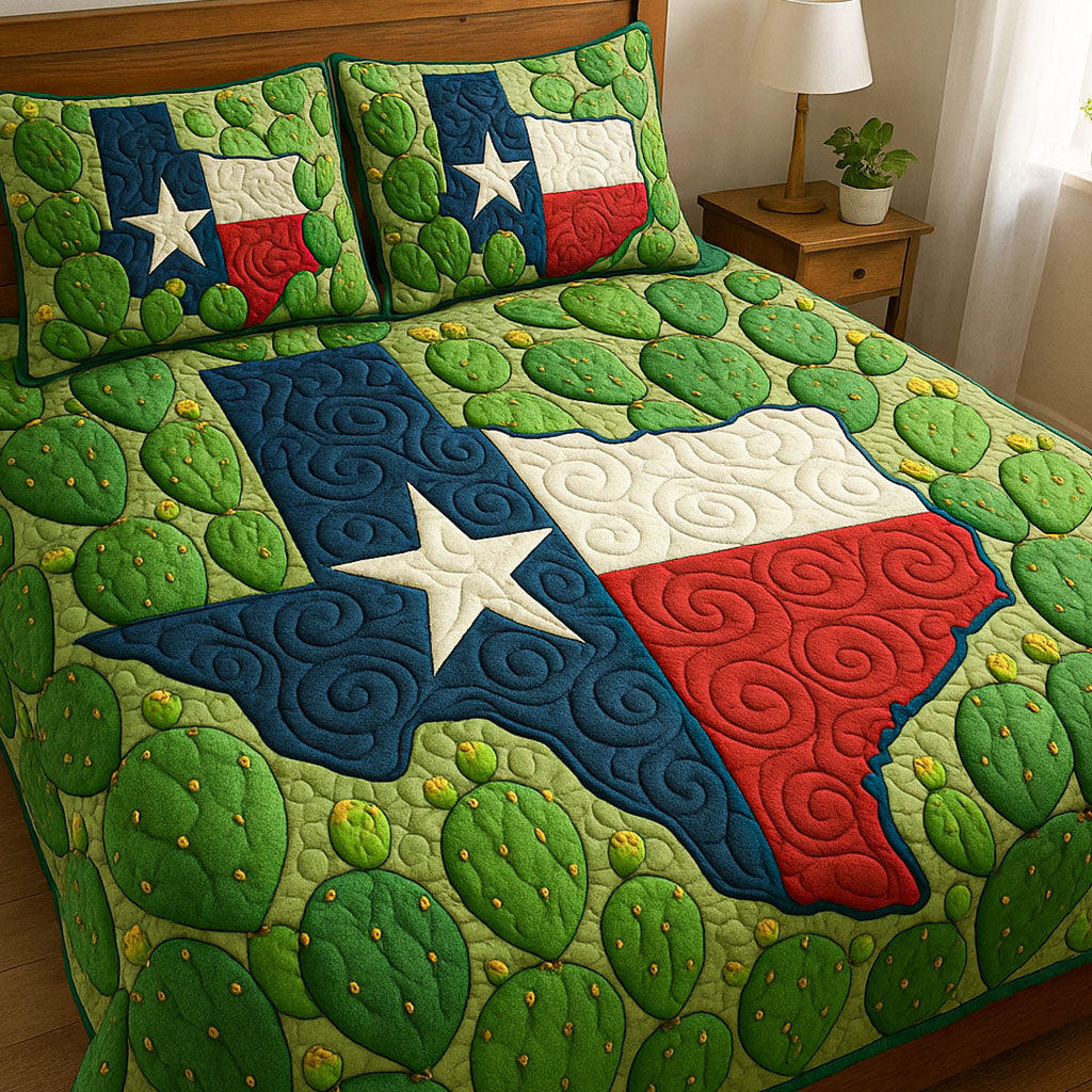 Texas Cactus Glory Quilted Bedding Set Cute Room Decor Cactus Gifts For Ladies