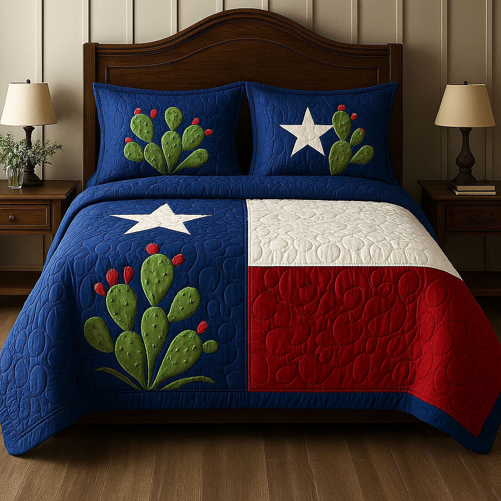 Texas Cactus Quilted Bedding Set Holiday Duvet Cover Set Cactus Themed Birthday Presents