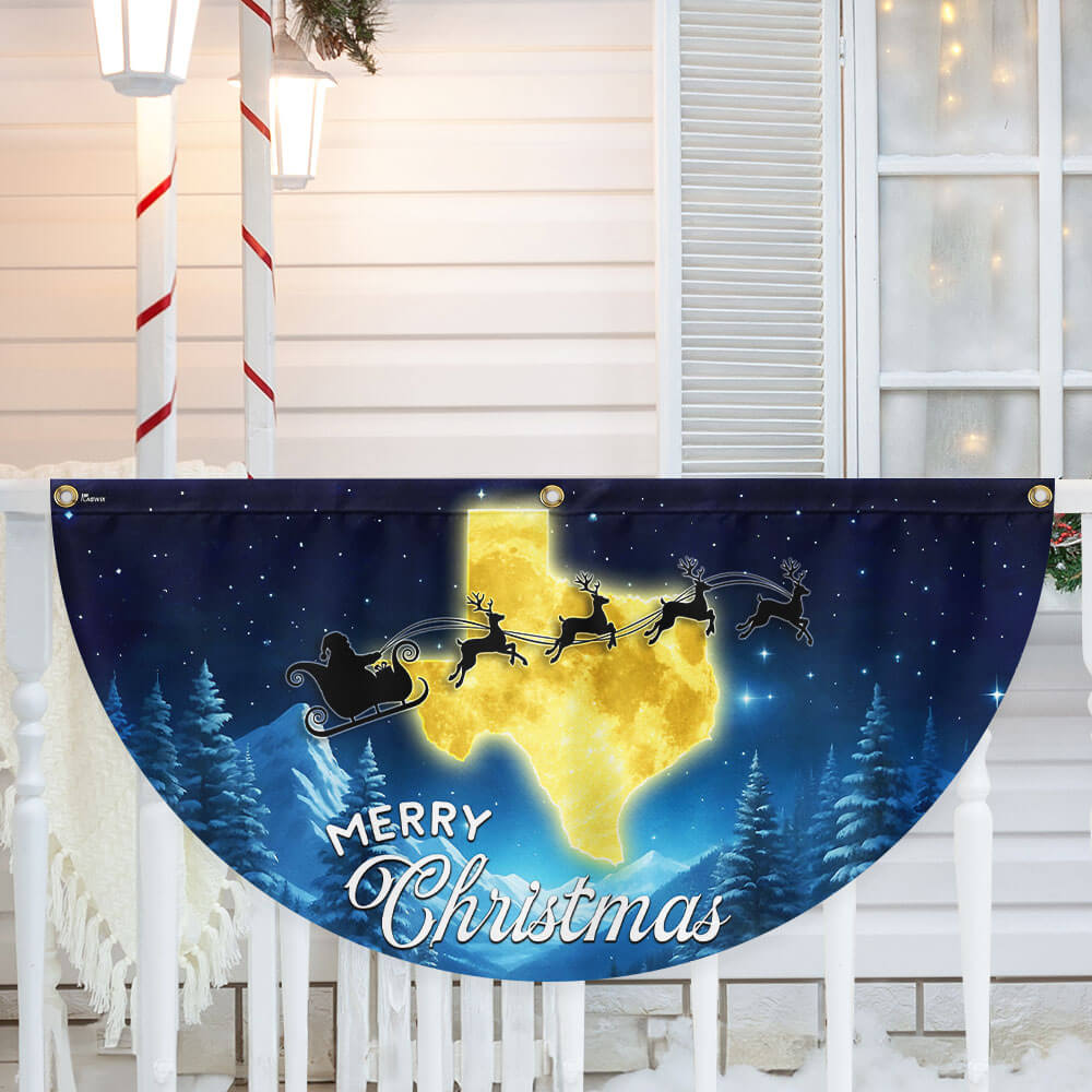Texas Christmas Flag Merry Christmas Y All Non Pleated Fan Flag