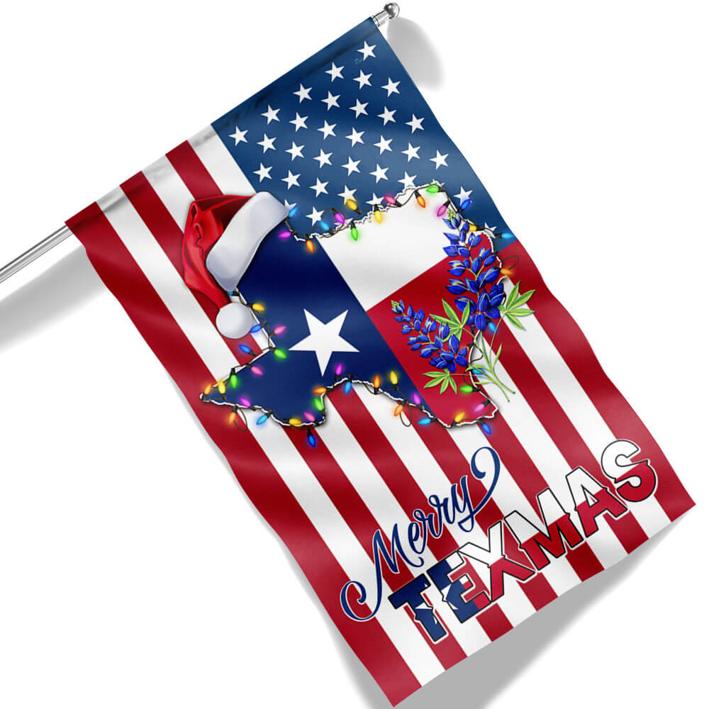 Texas Christmas State Merry Texmas Bluebonnet American Flag