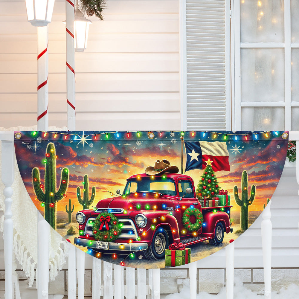 Texas Christmas Truck Non Pleated Fan Flag