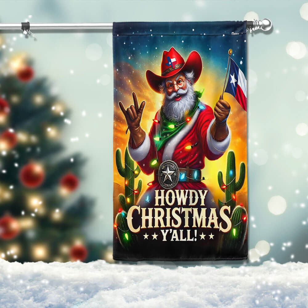 Texas Cowboy Santa Howdy Christmas Y All Flag