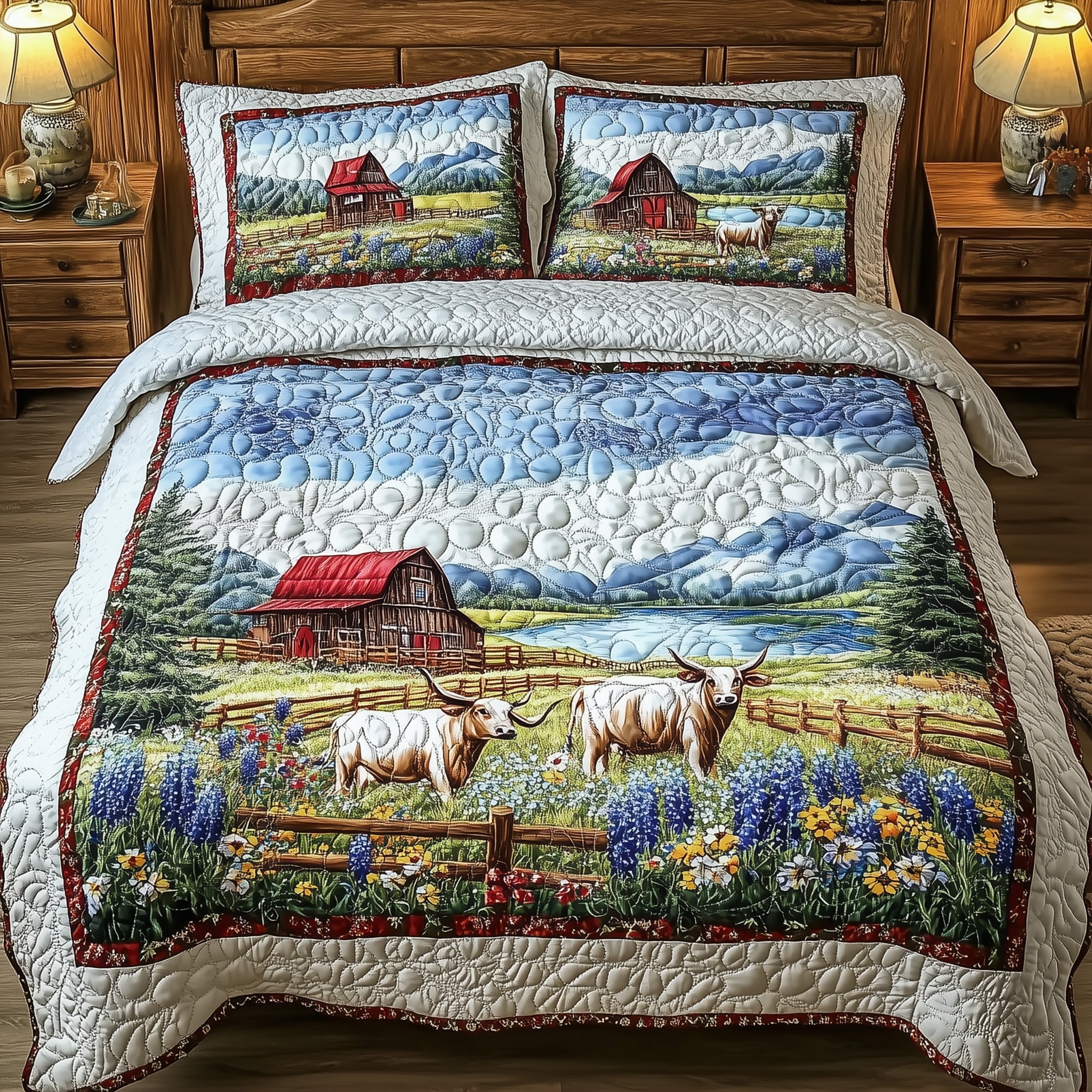 Texas Farm Quilted Bedding Set Duvet Cover Merchandise Great Gifts For Farmers