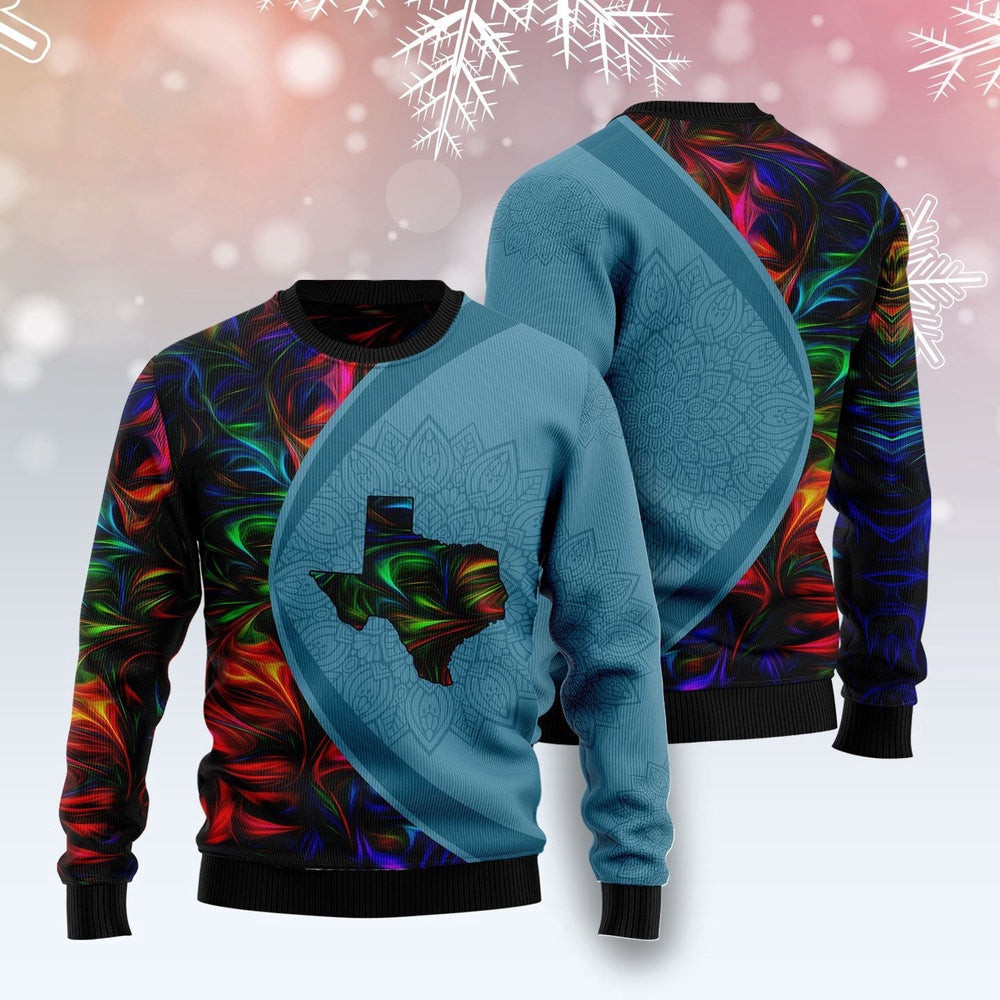 Texas Fractal Pattern Ugly Christmas Sweater Funny Ugly Christmas Sweater Holiday Gifts