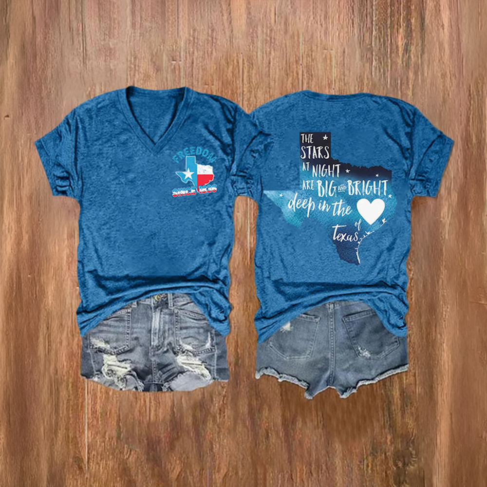 Texas Freedom Since 1836 V-Neck Shirt Texas Independence Day Shirt Anniversary Gift For Her