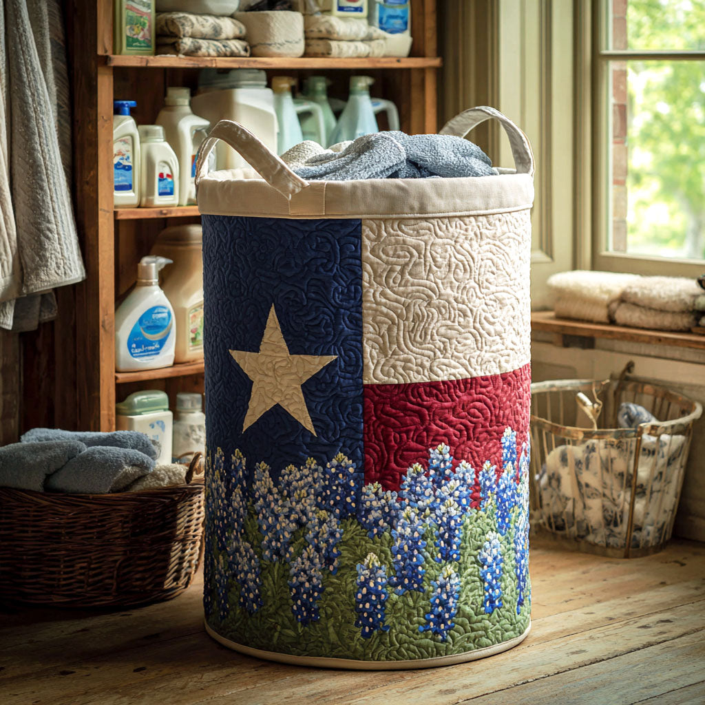 Texas Glory Quilted Laundry Basket Unique Quilted Basket Gift for Holiday Season 2025