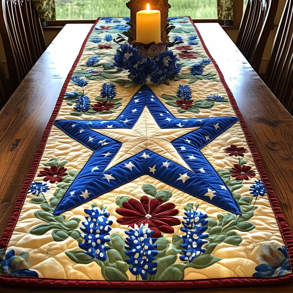 Texas Heart Quilted Table Runner Kitchen Table Decor Ideas Texas Gifts For Her