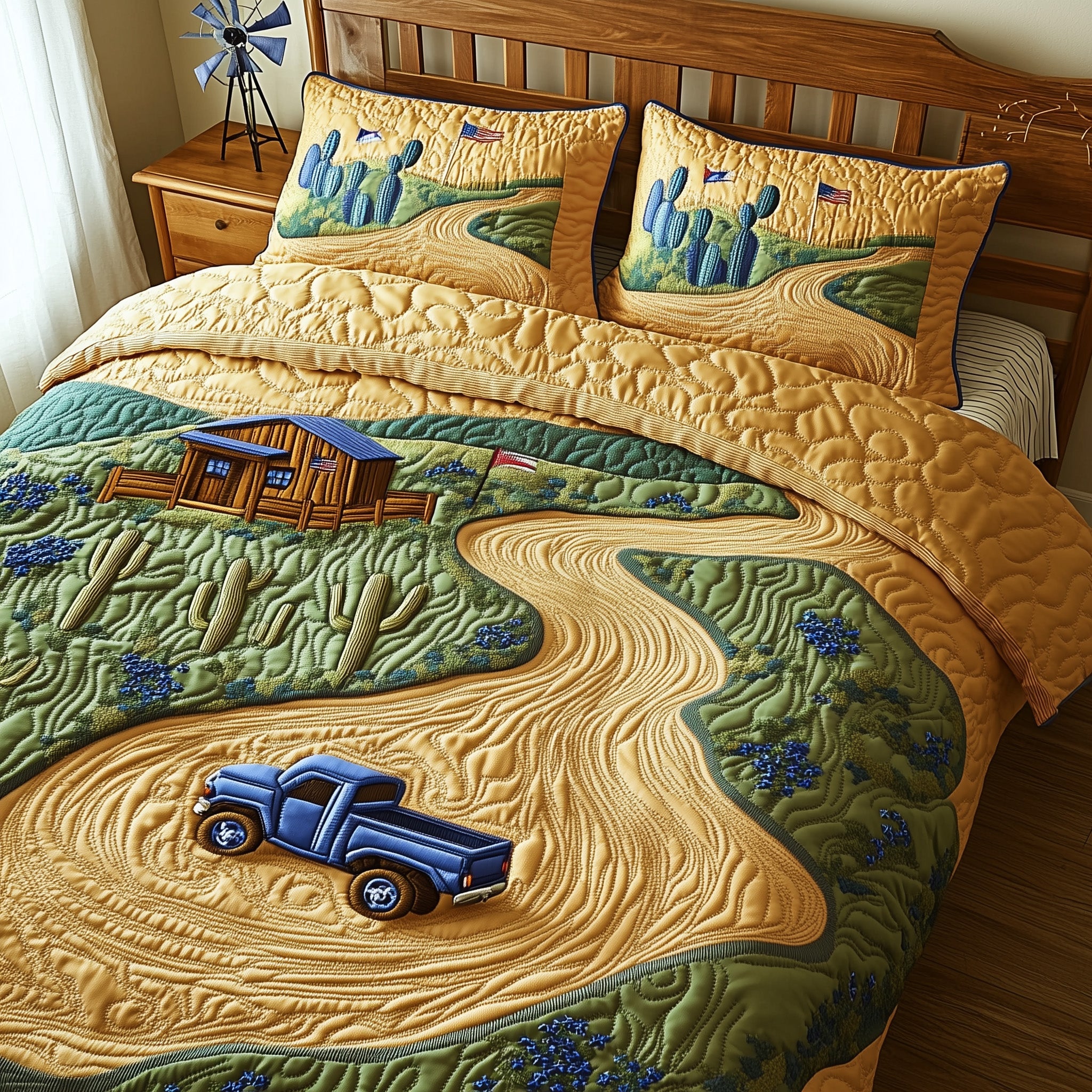 Texas Heritage Land Quilted Bedding Set Duvet Cover Merchandise Best Unique Cactus Gifts