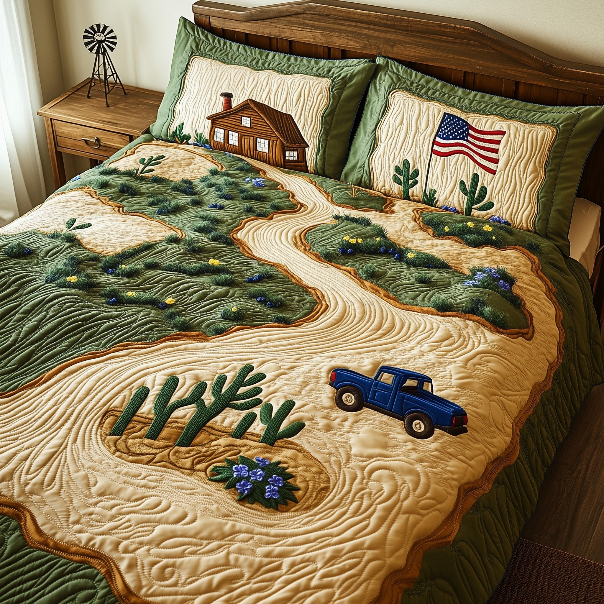 Texas Heritage Land Quilted Bedding Set Duvet Cover Merchandise Cactus Themed Birthday Gifts