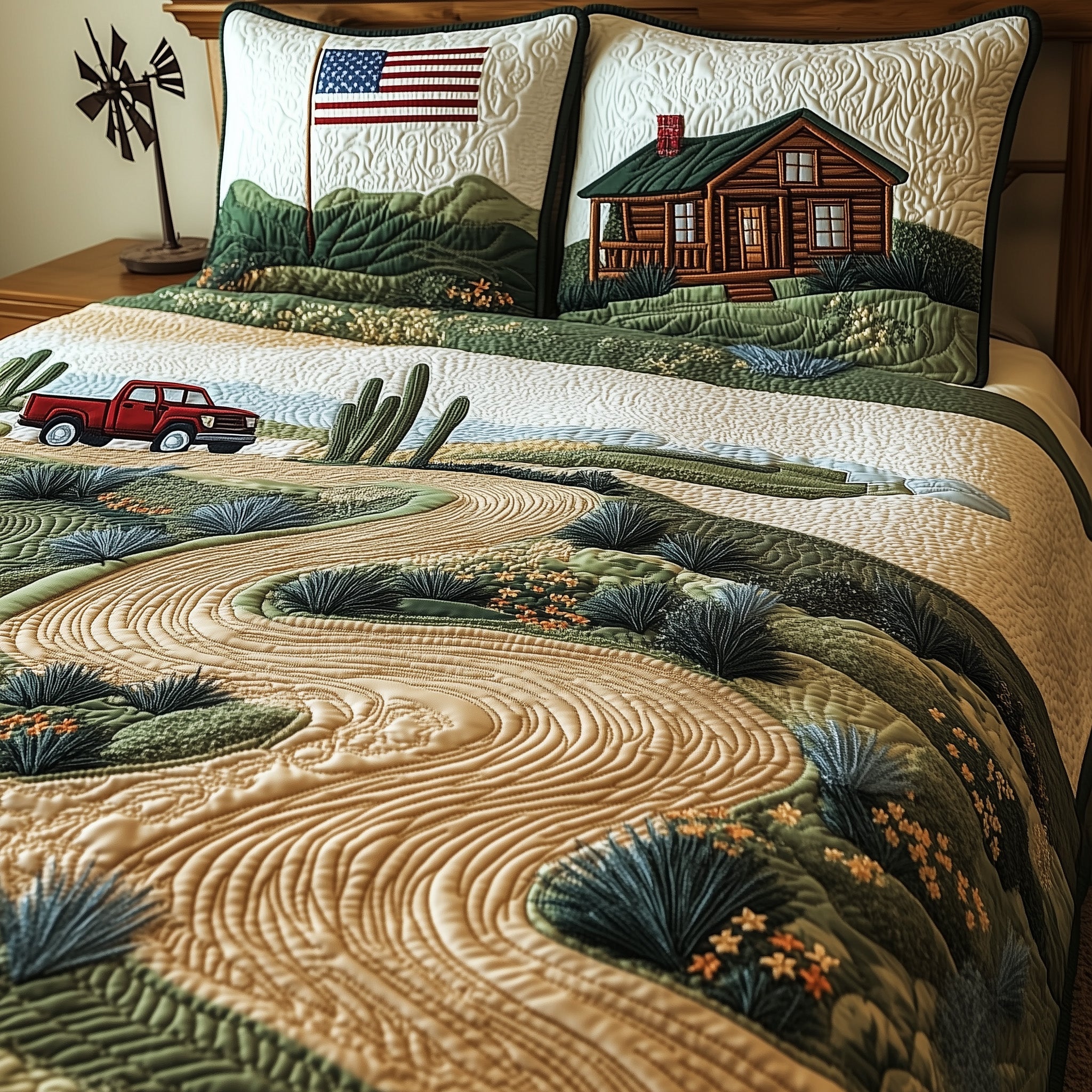 Texas Heritage Land Quilted Bedding Set Duvet Cover Merchandise Cactus Themed Birthday Presents