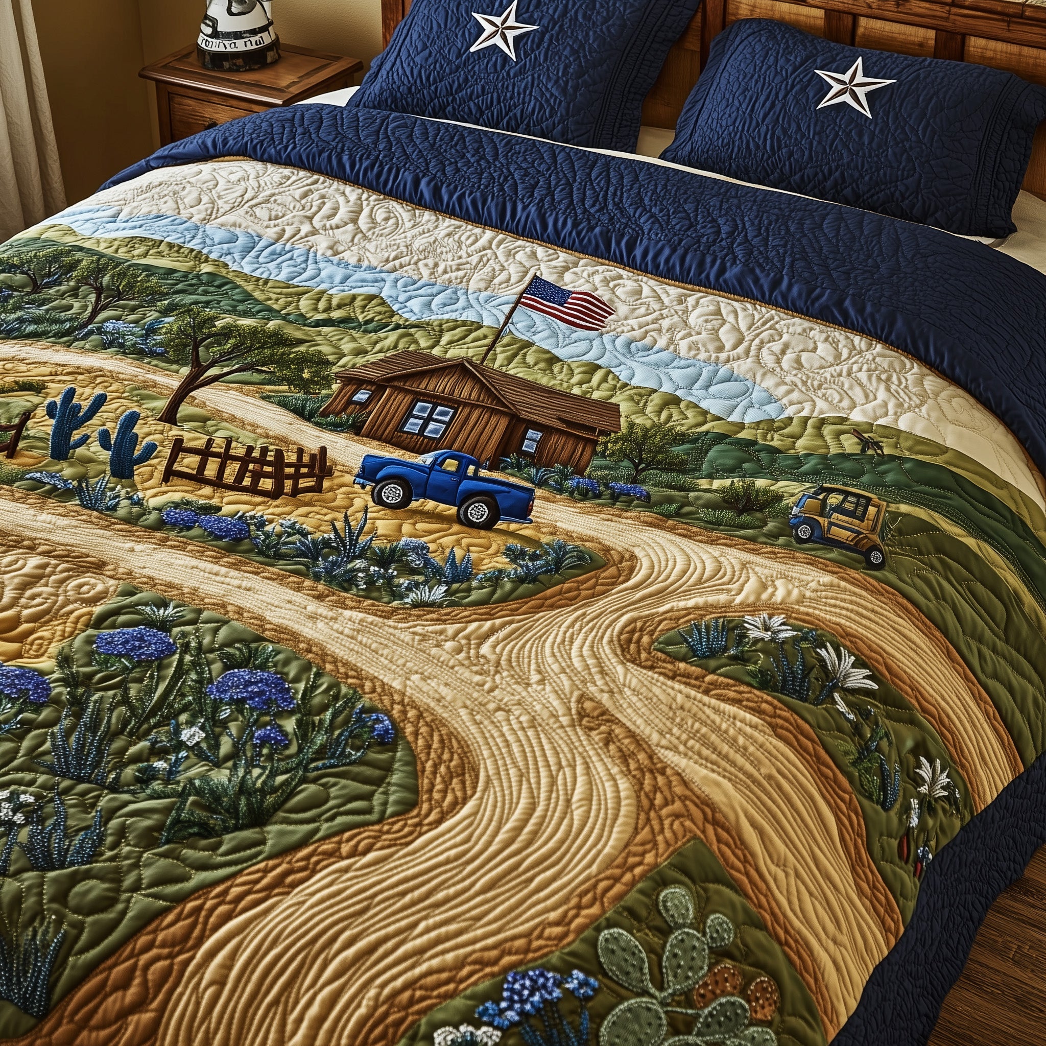 Texas Heritage Land Quilted Bedding Set Duvet Cover Merchandise Great CactusLover Gifts