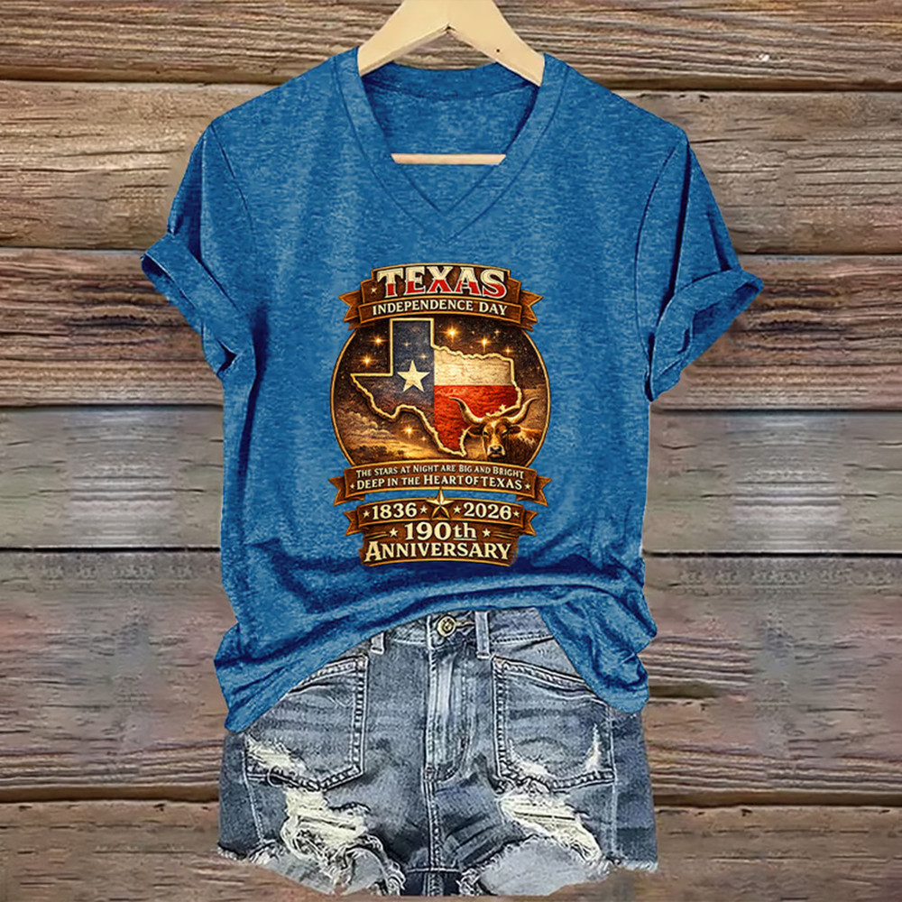 Texas Independence Day Deep In The Heart Of Texas V-Neck Shirt Texas 190th Anniversary Clothes