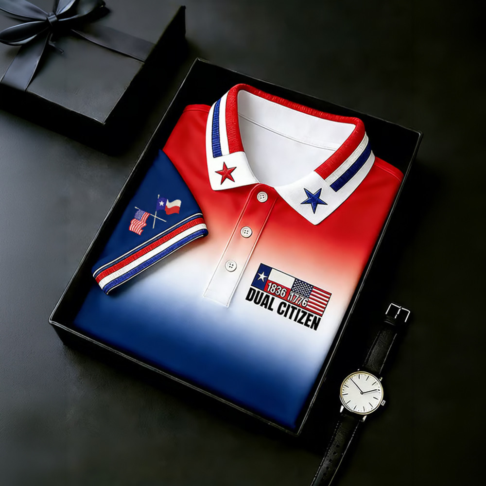 Texas Independence Day Dual Citizen Polo Shirt Patriotic Texas 4th Of July Clothes Gift Idea