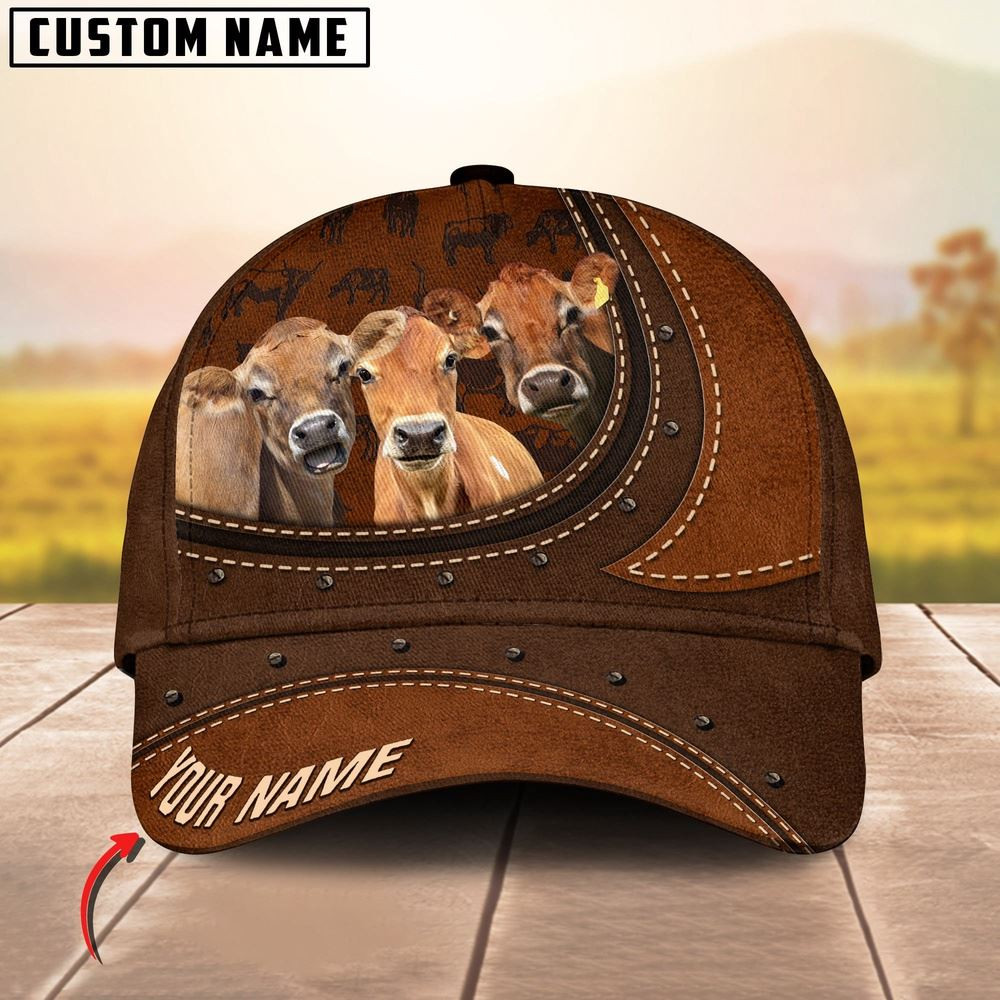 Texas Jersey Leather Pattern Art Customized Name Cap Farmer Baseball Cap Gift For Farmer