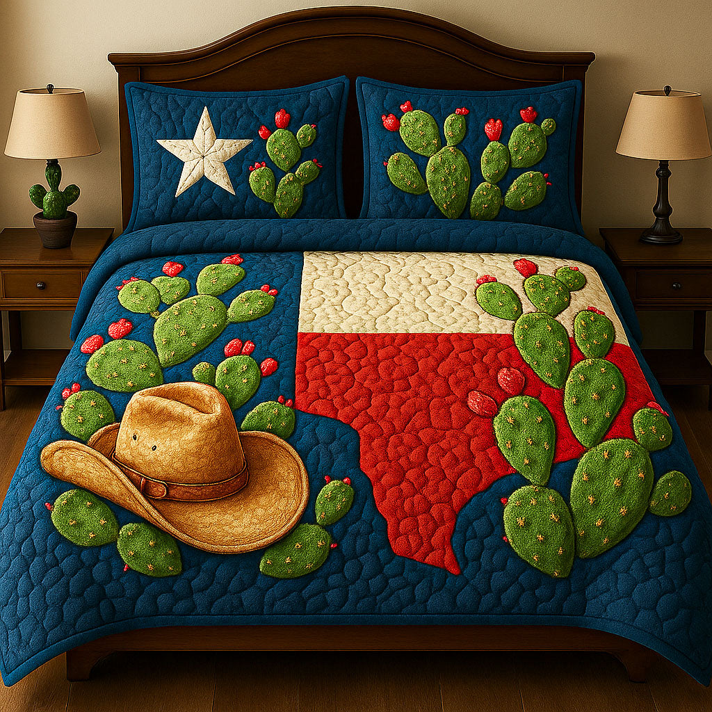 Texas Landscape Quilted Bedding Set Best Bed Sheet Set Great CactusLover Gifts