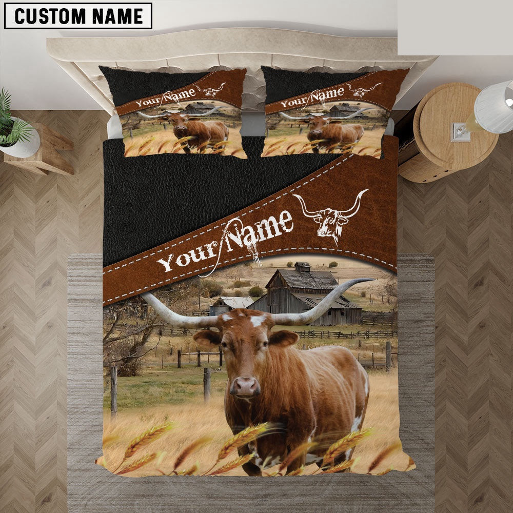 Texas Longhorn On The Field Customized Bedding Set Xmas Bedding Set Cute Couple Gifts