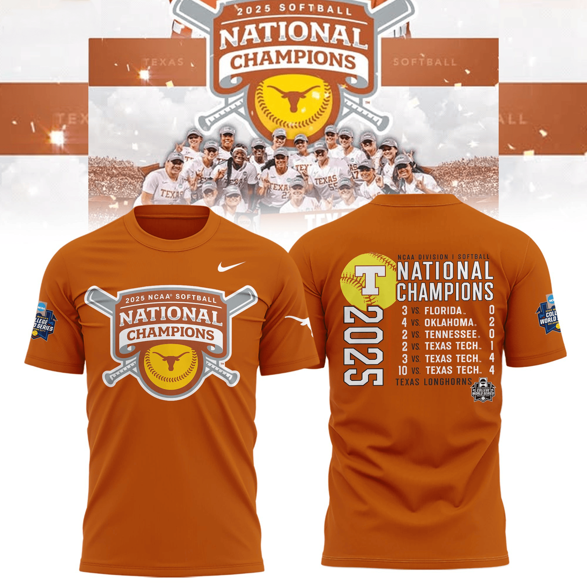 Texas Longhorns 2025 Softball Women'sNational Champions Hook 'Em T-Shirt Gift Ideas For Fan Lovers