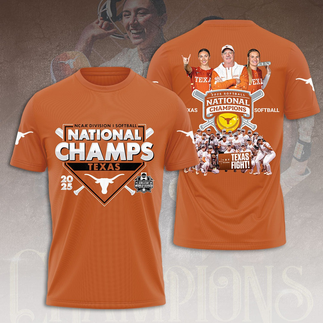 Texas Longhorns 2025 Women's Softball National Champions Hook 'Em T-Shirt Gifts For Baseball Lovers