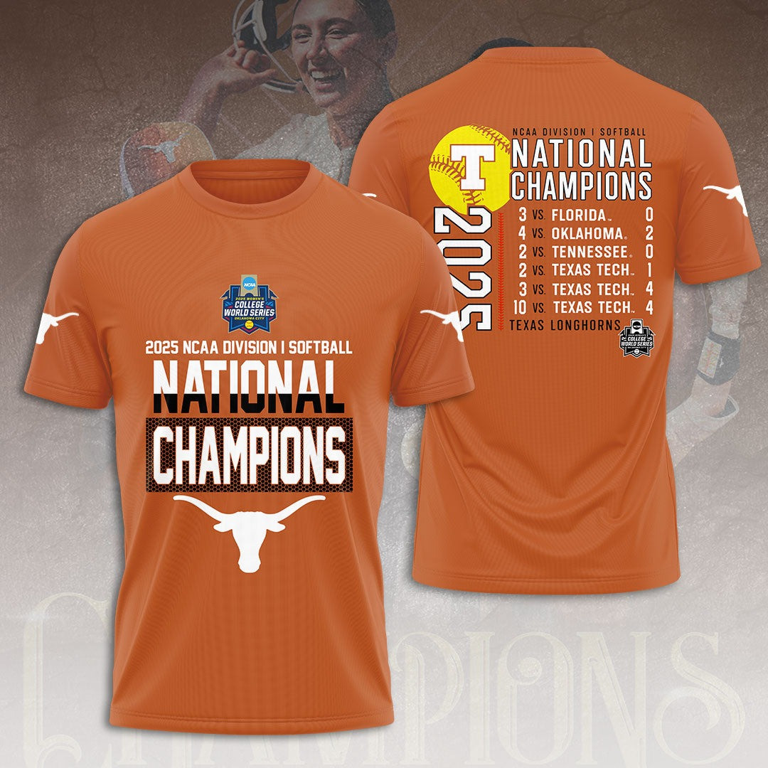 Texas Longhorns 2025 Women's Softball National Champions Hook 'Em T-Shirt Gifts For Softball Lovers Cool Baseball Gifts